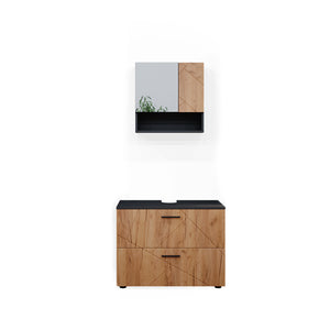 Vicco Set mobili bagno Quercia dorata/antracite 2 parti