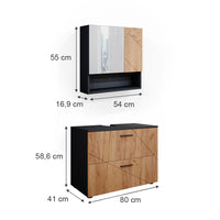 Vicco Set mobili bagno Quercia dorata/antracite 2 parti