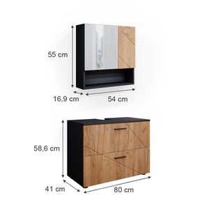 Vicco Set mobili bagno Quercia dorata/antracite 2 parti