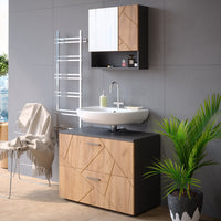 Vicco Set mobili bagno Quercia dorata/antracite 2 parti