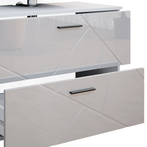 Vicco Set mobili bagno Bianco lucido 4 parti, con cassettiera e colonna