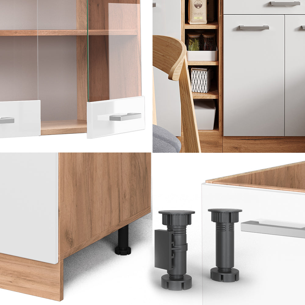 Vicco Cucina completa Bianco lucido/oro power oak 160 cm , PL Antracite