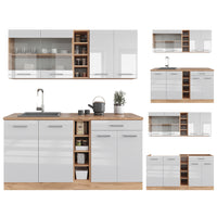 Vicco Cucina completa Bianco lucido/oro power oak 160 cm , PL Marmo