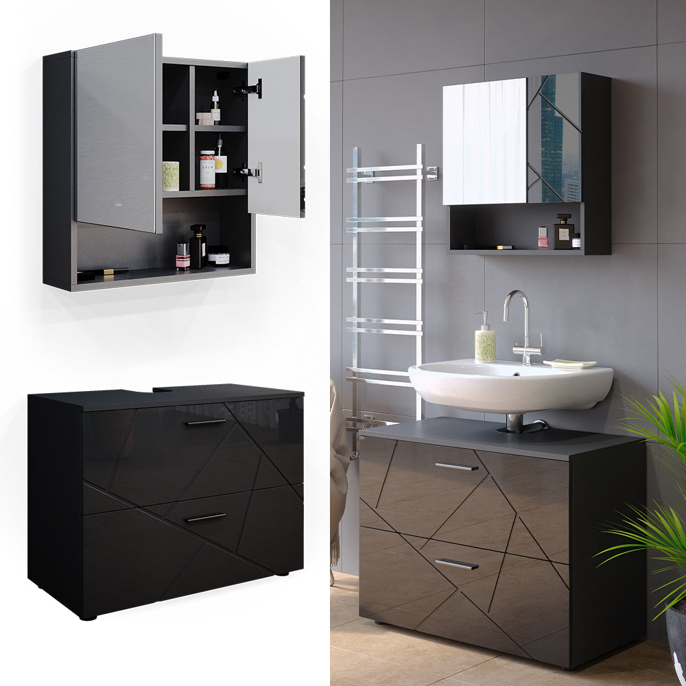 Vicco Set mobili bagno Antracite lucido 2 parti