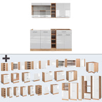 Vicco Cucina completa Bianco lucido/oro power oak 160 cm , PL Antracite