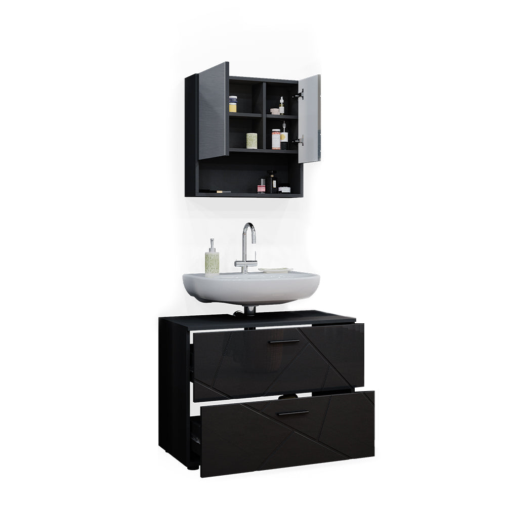 Vicco Set mobili bagno Antracite lucido 2 parti