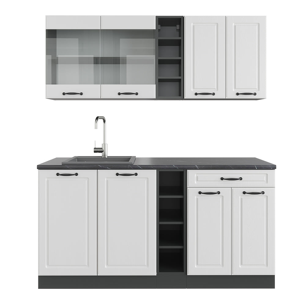 Vicco Cucina completa Bianco casa di campagna/antracite 160 cm , PL Antracite