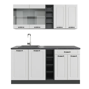Vicco Cucina completa Bianco casa di campagna/antracite 160 cm , PL Antracite