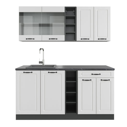 Vicco Cucina completa Bianco casa di campagna/antracite 160 cm , PL Antracite