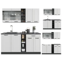 Vicco Cucina completa Bianco casa di campagna/antracite 160 cm senza piano di lavoro