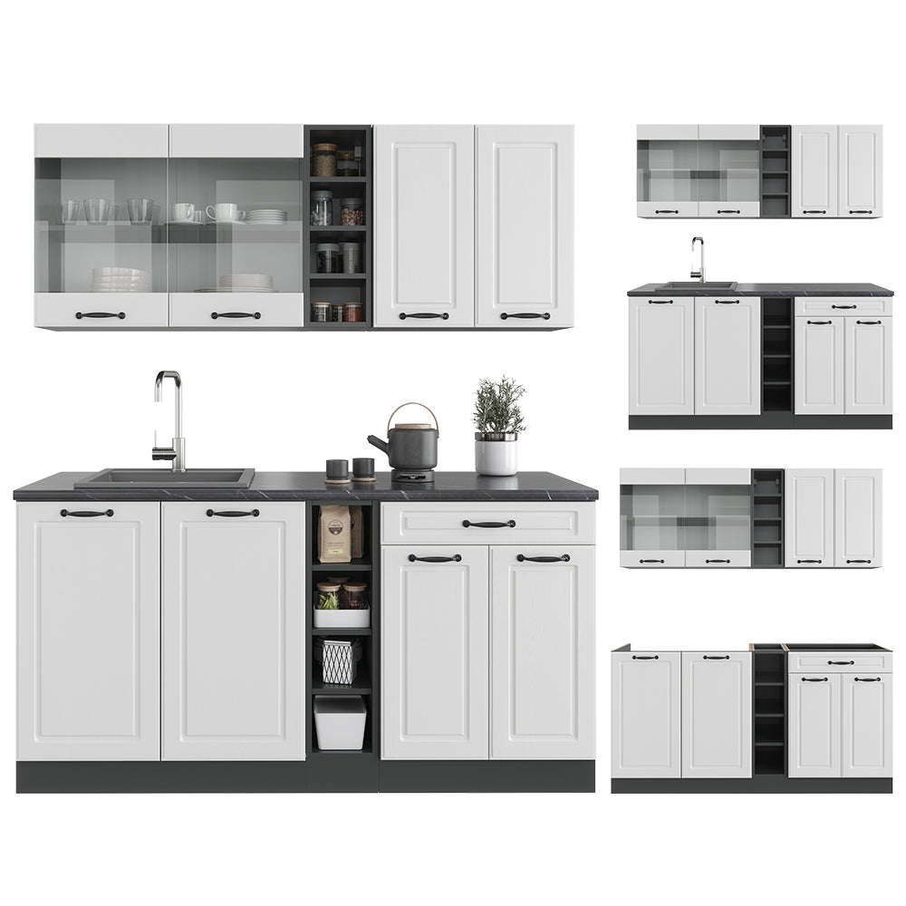 Vicco Cucina completa Bianco casa di campagna/antracite 160 cm , PL Antracite