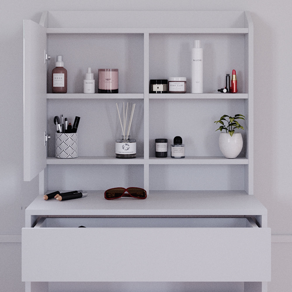 Vicco Tavolo da toeletta Bianco 70 cm con illuminazione LED e sgabello