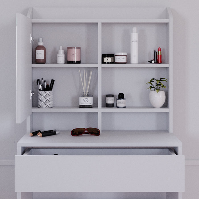 Vicco Tavolo da toeletta Bianco 70 cm con illuminazione LED e sgabello