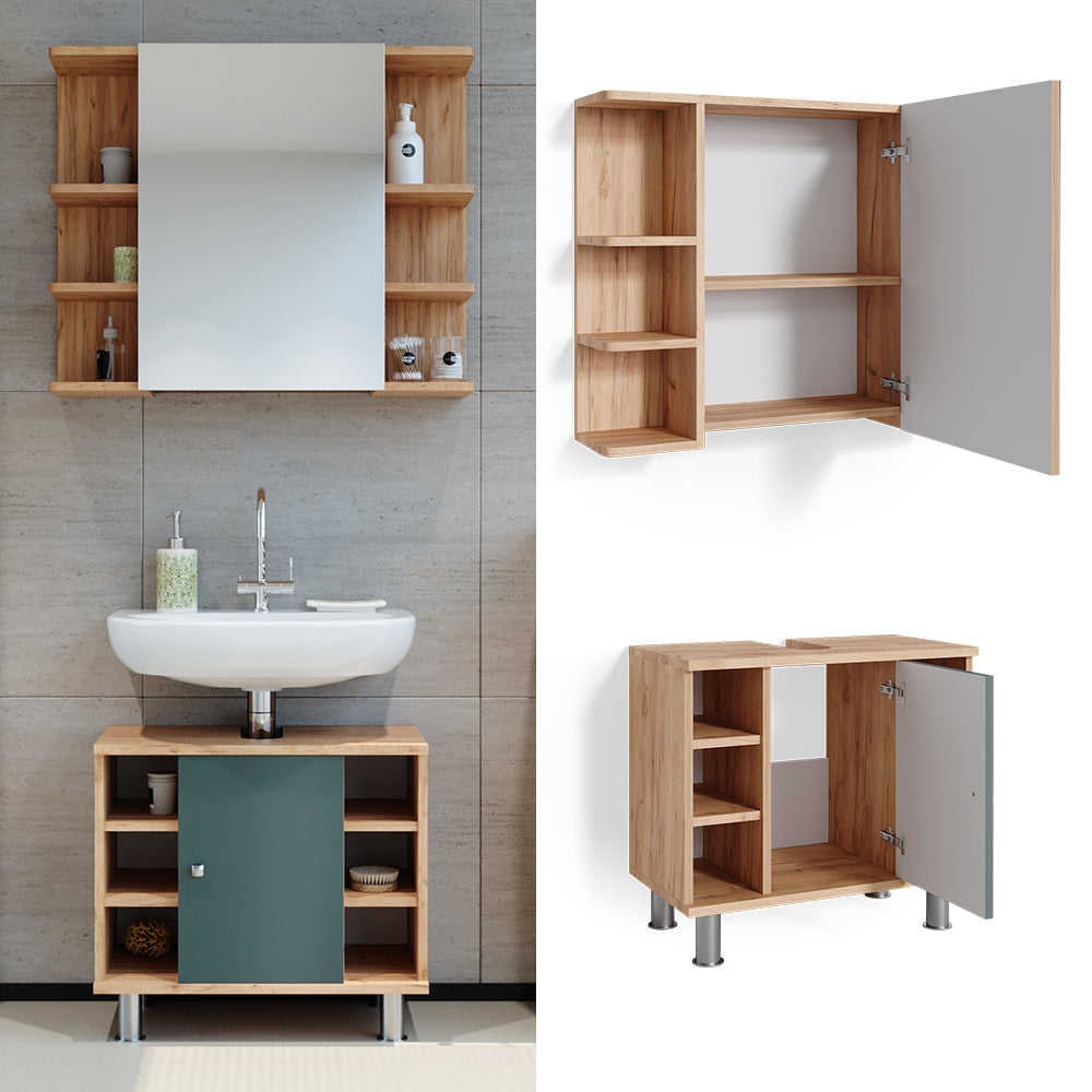 Vicco Set mobili bagno Verde 2 parti