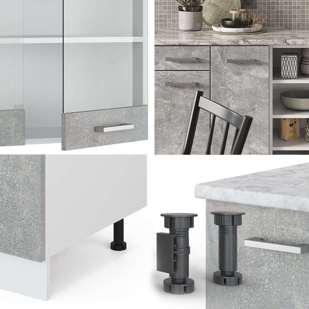 Vicco Cucina componibile Cemento/Bianco 240 cm , PL Rovere