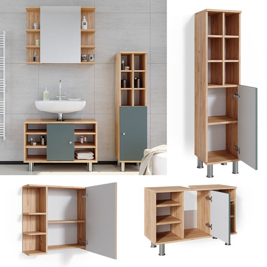 Vicco Set mobili bagno Verde 3 pezzi, base 80 cm