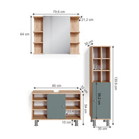 Vicco Set mobili bagno Verde 3 pezzi, base 80 cm