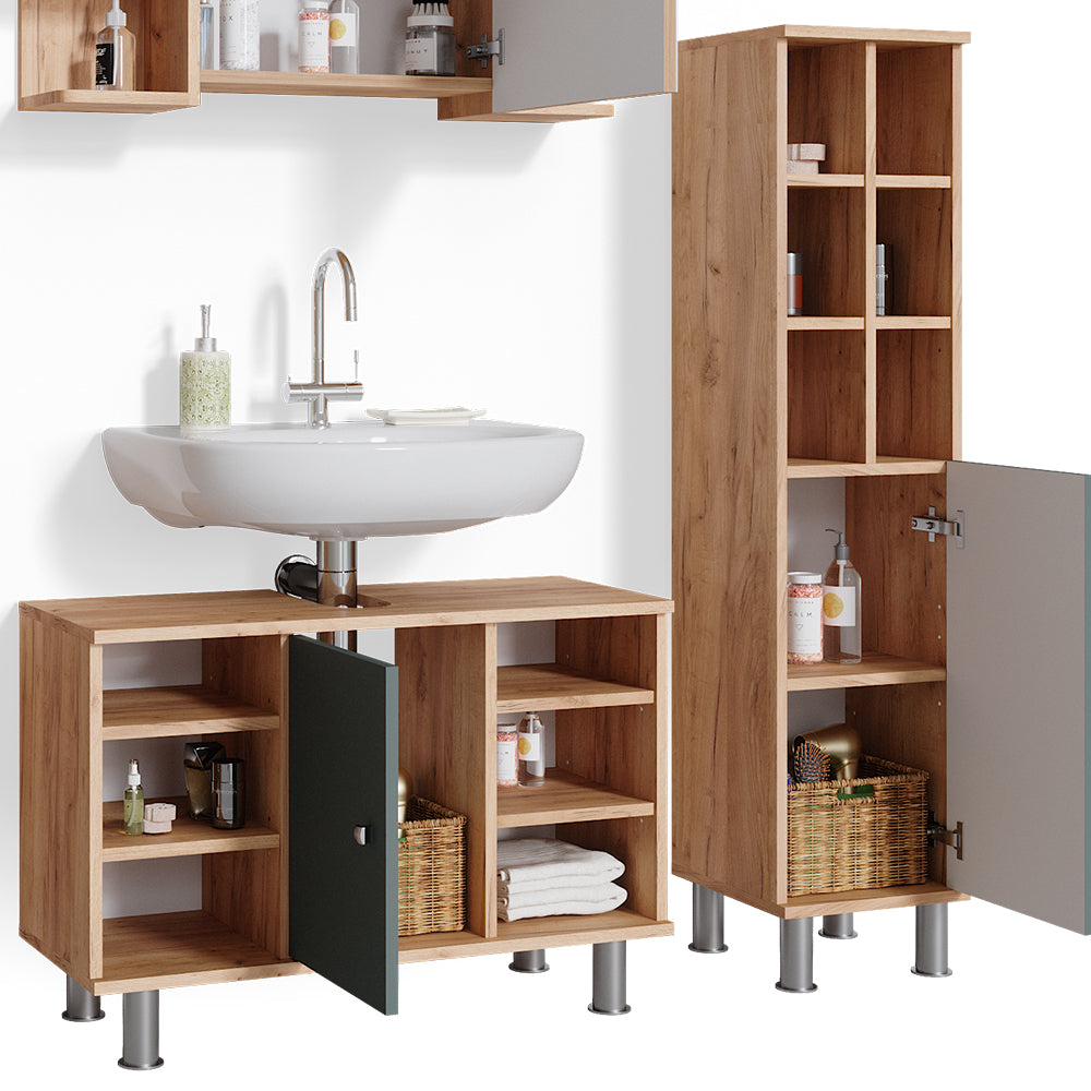 Vicco Set mobili bagno Verde 3 pezzi, base 80 cm