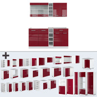 Vicco Cucina completa Rosso lucido/bianco 160 cm , PL Rovere