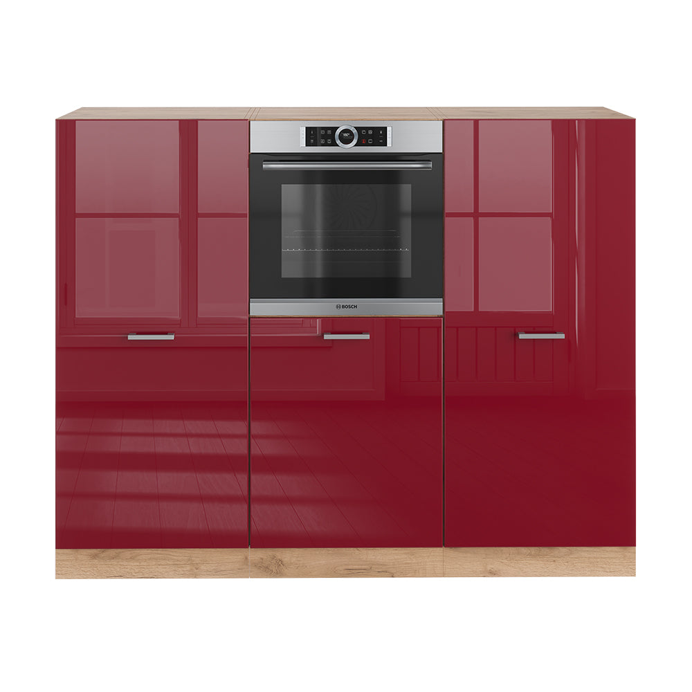 Vicco Cucine componibili piccole Rosso lucido/rovere dorato 180 cm senza piano di lavoro