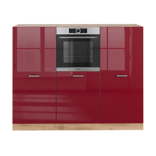 Vicco Cucine componibili piccole Rosso lucido/rovere dorato 180 cm senza piano di lavoro