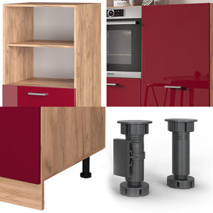 Vicco Cucine componibili piccole Rosso lucido/rovere dorato 180 cm senza piano di lavoro