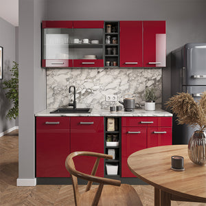 Vicco Cucina completa Rosso lucido/antracite 160 cm , PL Rovere