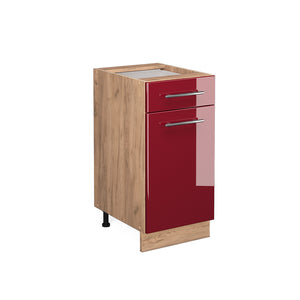 Vicco Mobiletto base per cucina Rosso bordeaux lucido 40 cm senza piano di lavoro