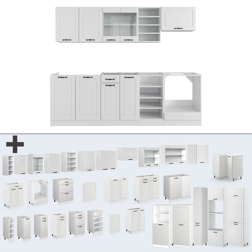 Vicco Cucina componibile Casa di campagna bianca/bianco 240 cm , PL Antracite