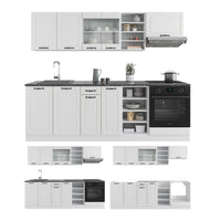 Vicco Cucina componibile Casa di campagna bianca/bianco 240 cm senza piano di lavoro