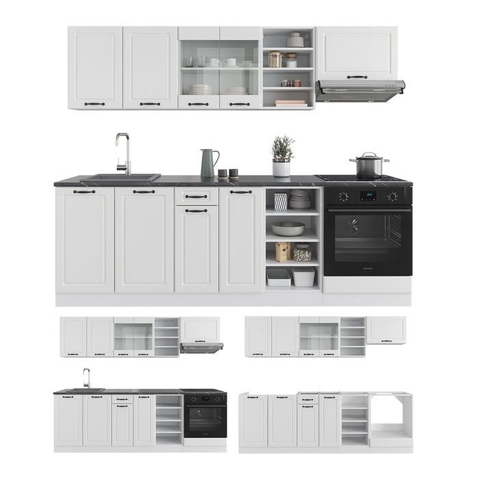 Vicco Cucina componibile Casa di campagna bianca/bianco 240 cm , PL Rovere
