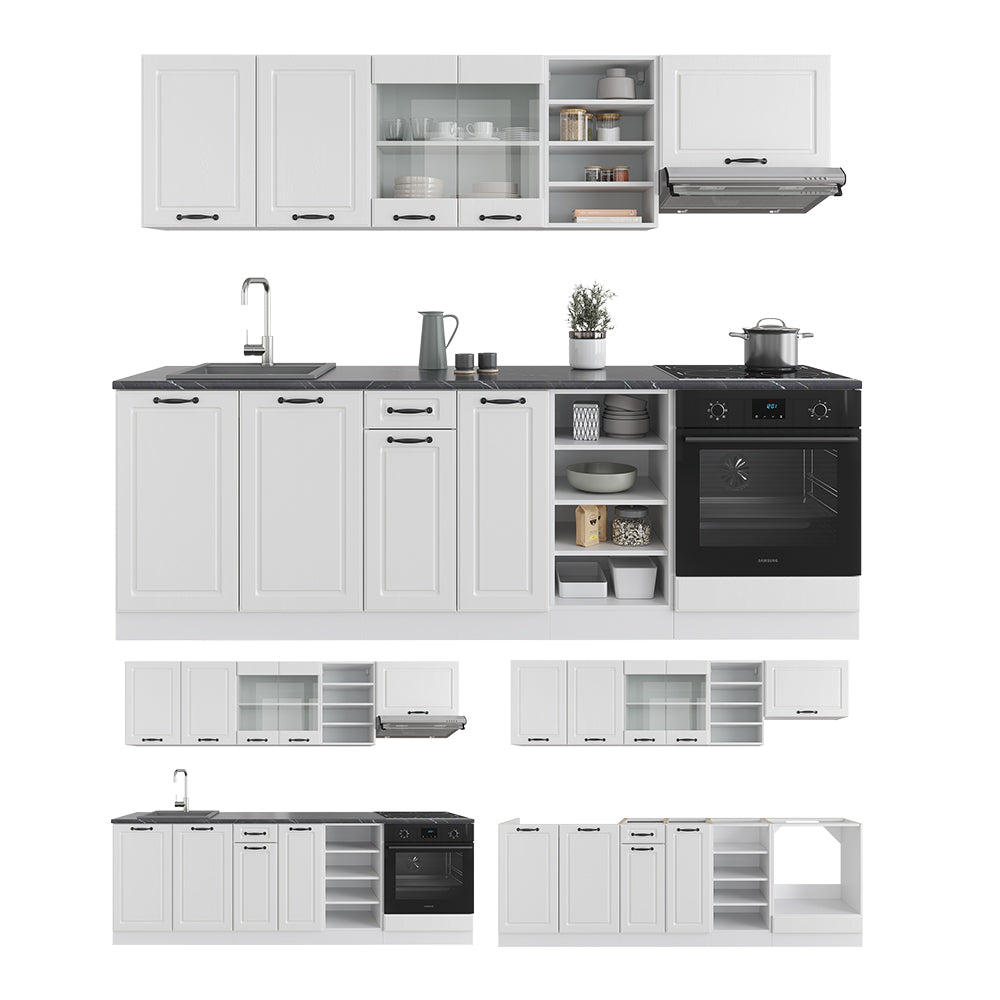 Vicco Cucina componibile Casa di campagna bianca/bianco 240 cm , PL Antracite