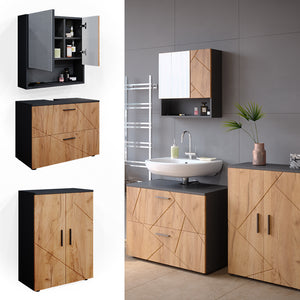 Vicco Set mobili bagno Quercia dorata/antracite 3 pezzi, con base 80 cm