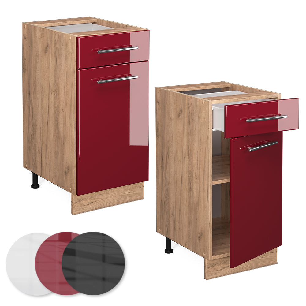 Vicco Mobiletto base per cucina Rosso bordeaux lucido 40 cm senza piano di lavoro
