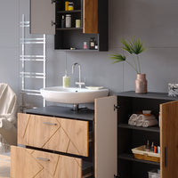 Vicco Set mobili bagno Quercia dorata/antracite 3 pezzi, con base 80 cm