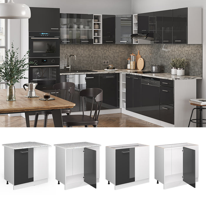 Vicco Mobile ad angolo cucina Antracite lucido 86 cm senza piano di lavoro