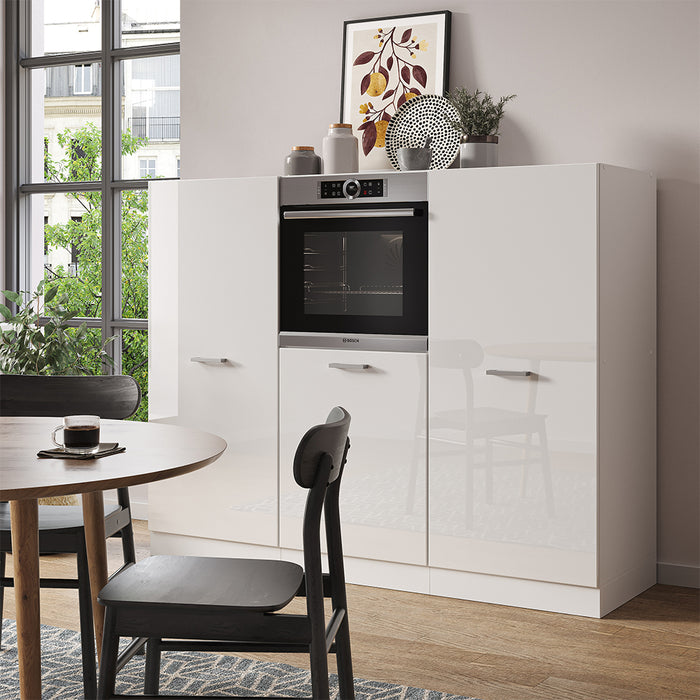 Vicco Cucine componibili piccole Bianco lucido/bianco 180 cm senza piano di lavoro