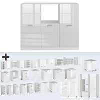 Vicco Cucine componibili piccole Bianco lucido/bianco 180 cm senza piano di lavoro