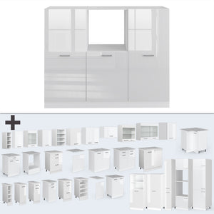 Vicco Cucine componibili piccole Bianco lucido/bianco 180 cm senza piano di lavoro