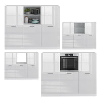 Vicco Cucine componibili piccole Bianco lucido/bianco 180 cm senza piano di lavoro