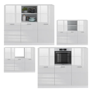 Vicco Cucine componibili piccole Bianco lucido/bianco 180 cm senza piano di lavoro
