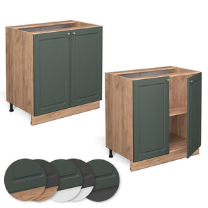 Vicco Mobiletto base cucina Verde-oro Country House 80 cm con ripiano, senza piano di lavoro