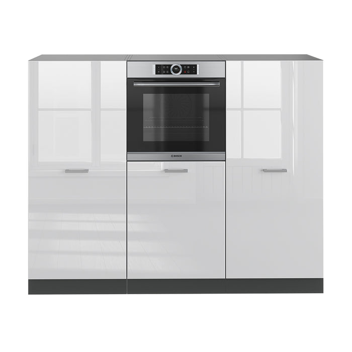 Vicco Cucine componibili piccole Bianco lucido/antracite 180 cm senza piano di lavoro