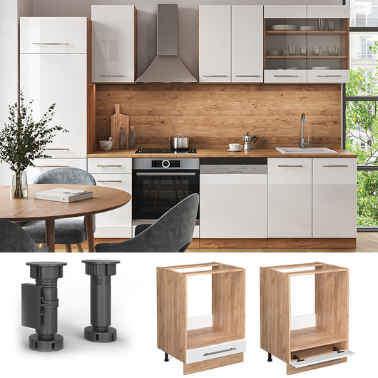 Vicco Mobile per forno da incasso Bianco lucido 60 cm , PL Marmo