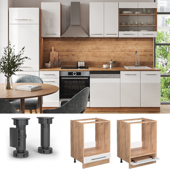 Vicco Mobile per forno da incasso Bianco lucido 60 cm , PL Marmo