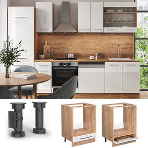 Vicco Mobile per forno da incasso Bianco lucido 60 cm , PL Rovere