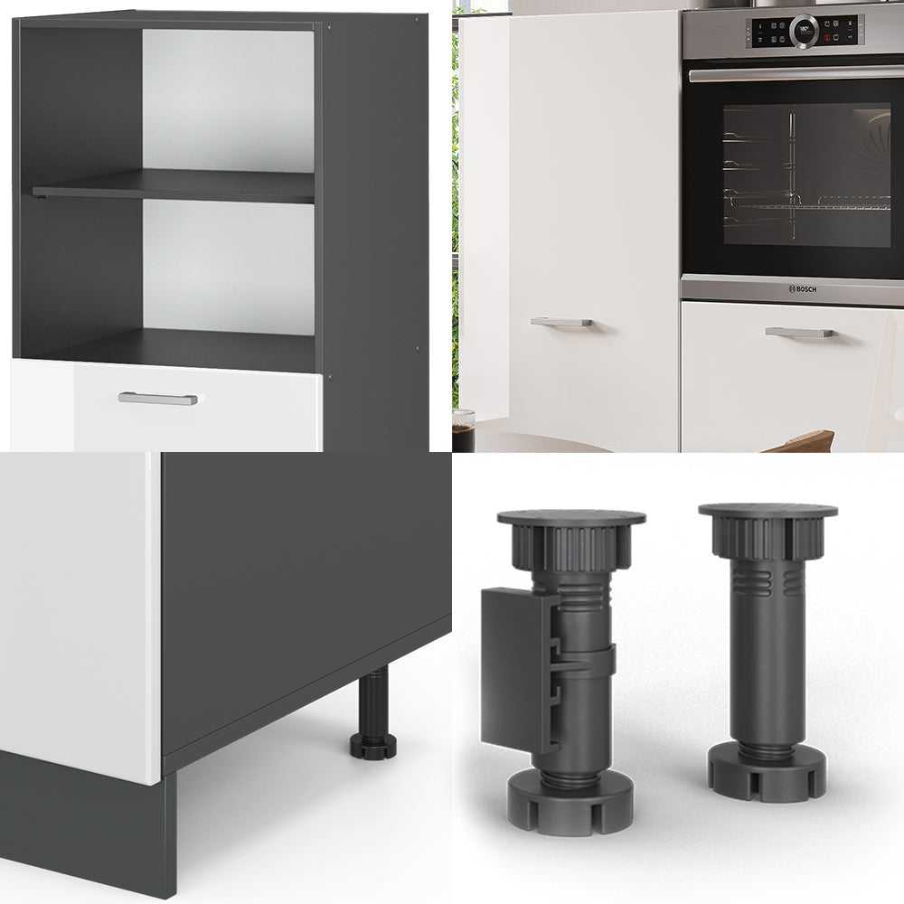 Vicco Cucine componibili piccole Bianco lucido/antracite 180 cm senza piano di lavoro