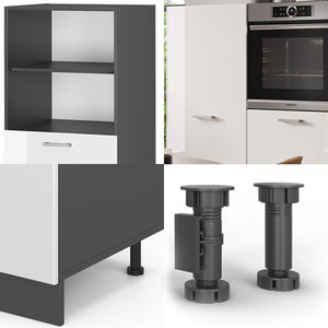 Vicco Cucine componibili piccole Bianco lucido/antracite 180 cm senza piano di lavoro