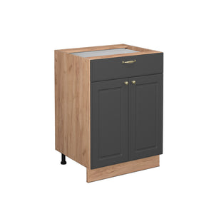 Vicco Mobiletto base per cucina Antracite-oro 60 cm con cassetto, senza piano di lavoro