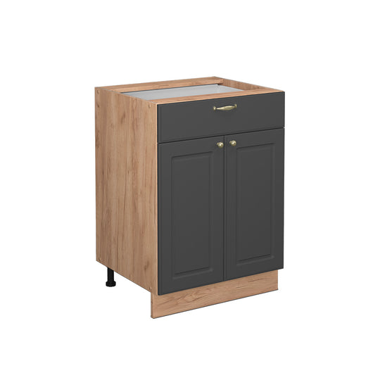 Vicco Mobiletto base per cucina Antracite-oro 60 cm con cassetto, senza piano di lavoro